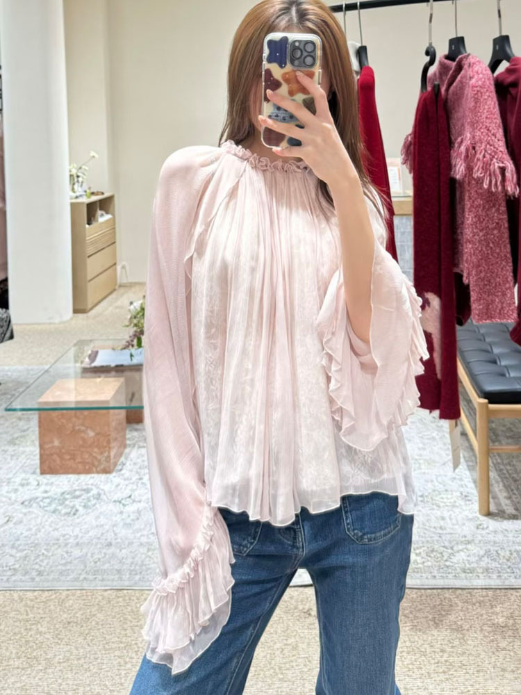 Women'S Fashion Tops - Kant-en-klare loszittende top met ruches, stijlvol