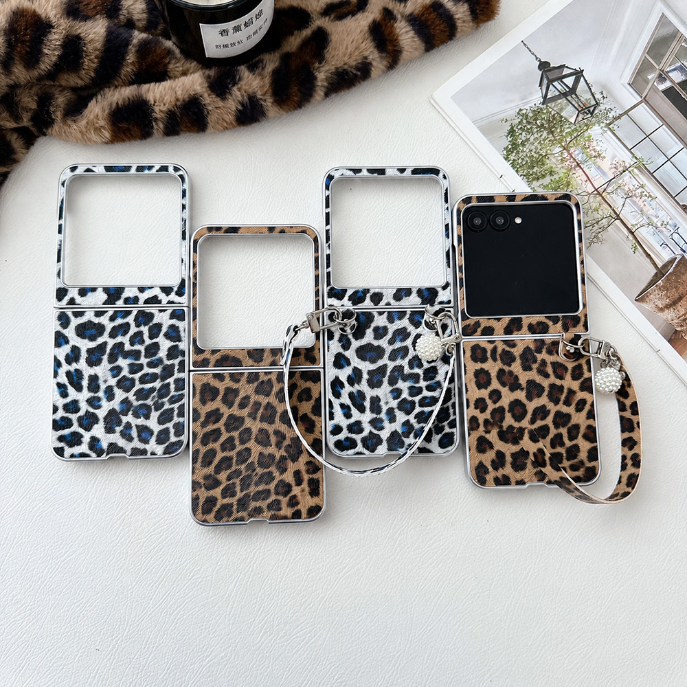 Women Fashion Images - Luipaardprint Opvouwbare Flip Telefoonhoes Voor Motorola