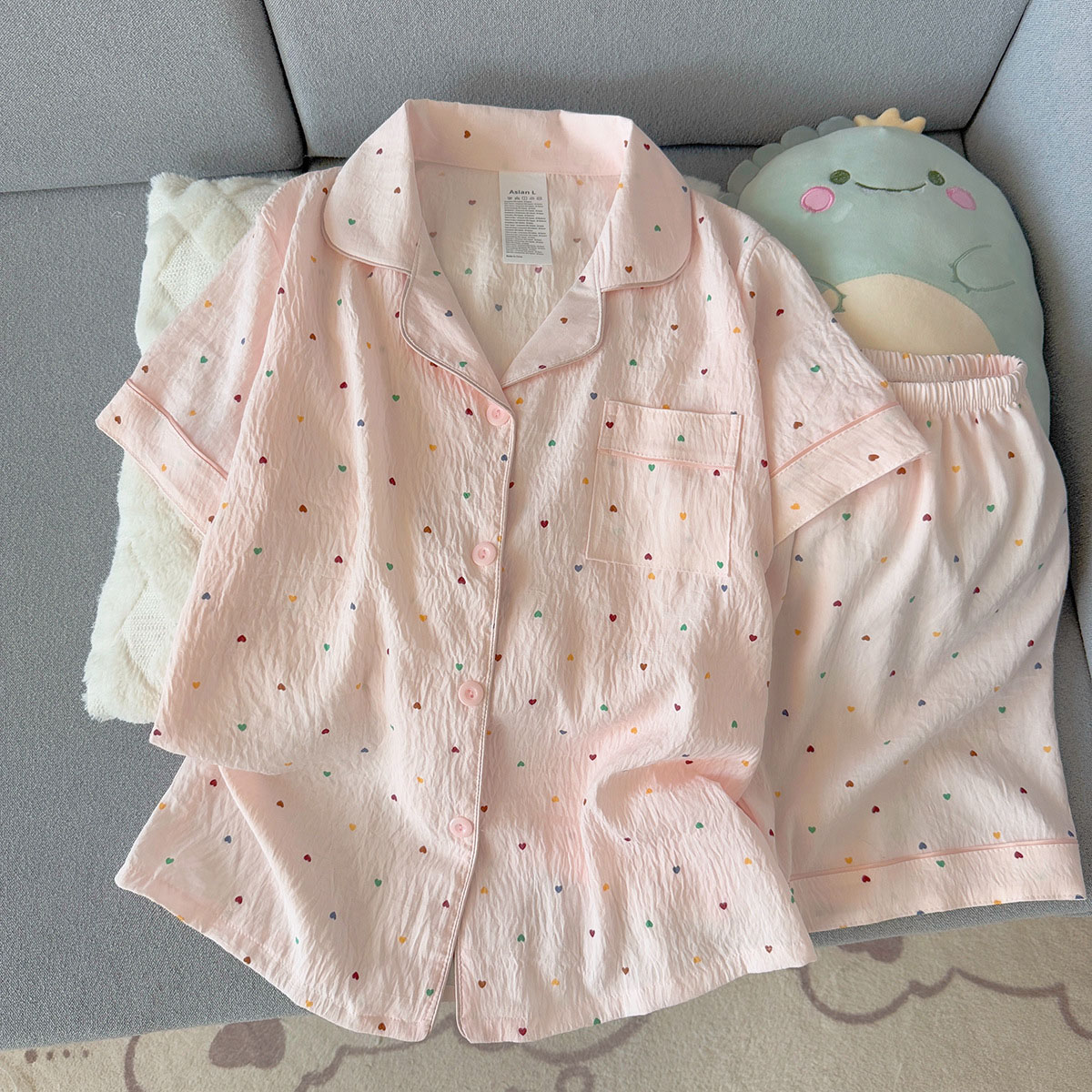 Women Fashion Images - Dames bedrukte katoenen pyjama met stippen,
