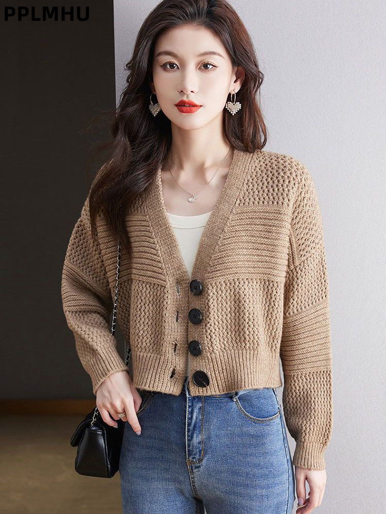 Women'S Fashion Gilet - Dames Casual Kort Gebreid Vest Knop