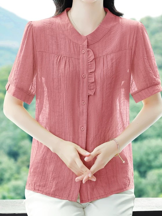 Women Fashion Over The Years - Modieus ijszijde geplooid katoen-linnen shirt met