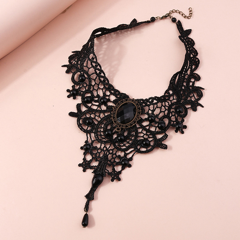 Women'S Fashion Victorian - Hot Sale Vrouwen Zwart Kant Kralen