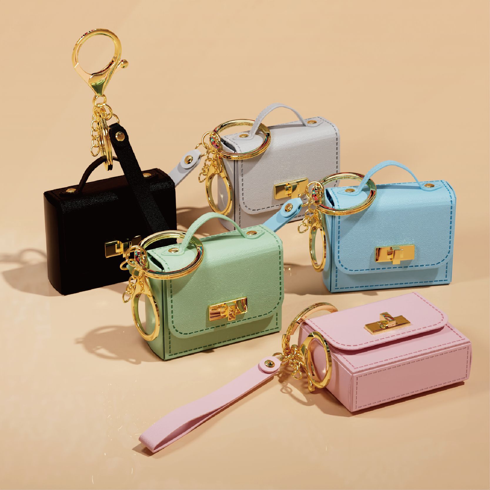 Women'S Ysl Fashion - Mini sleutelhanger tasje met leren handvat
