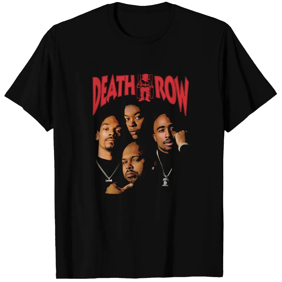 Women'S Fashion Magazine - Zwart bedrukt T-shirt Death Row Records