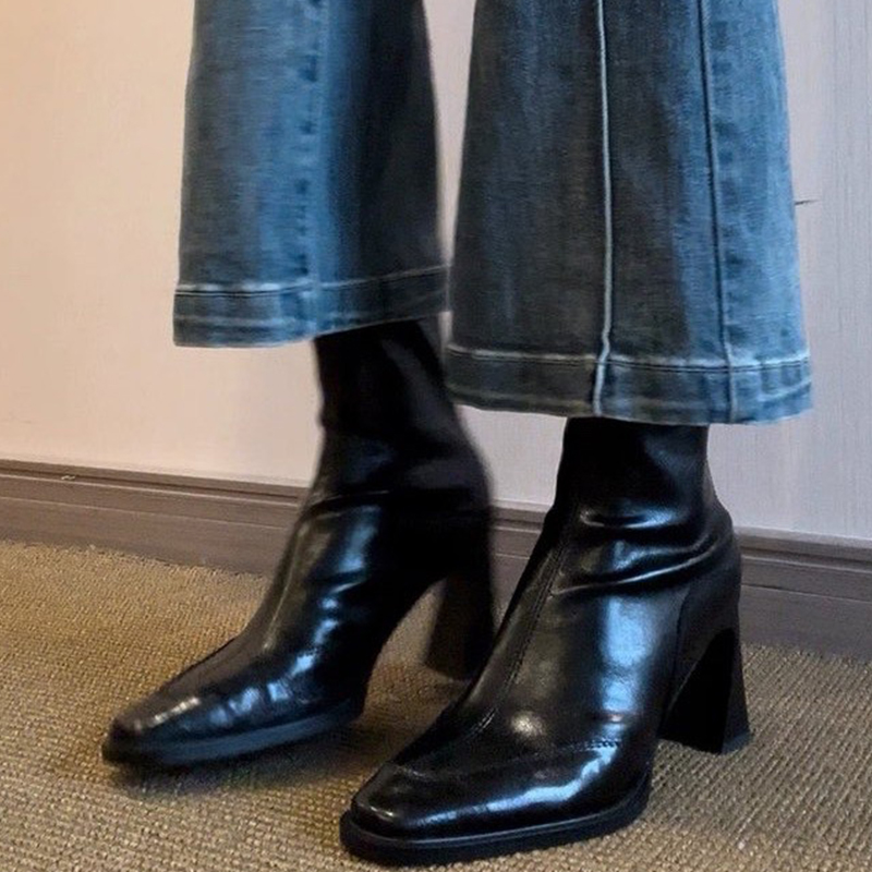 Women'S Fashion Designer Clothes - Hoge Hakken Dames Enkellaarsjes Mode Dikke