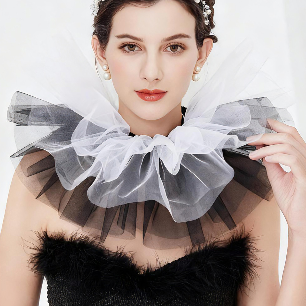Mode Tule Ruche Kraag Voor Vro - Women'S Fashion Victorian recensie en prijs