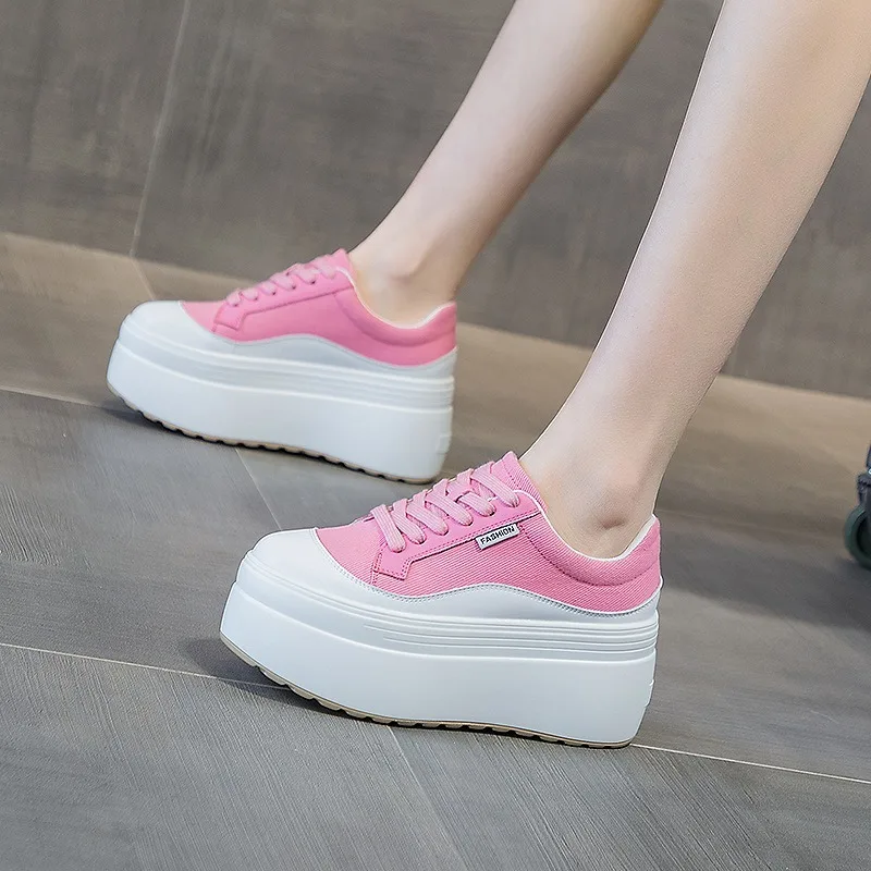 8 cm Nieuwe Canvas Echt Leer V - Sneakers Fashion Women recensie en prijs