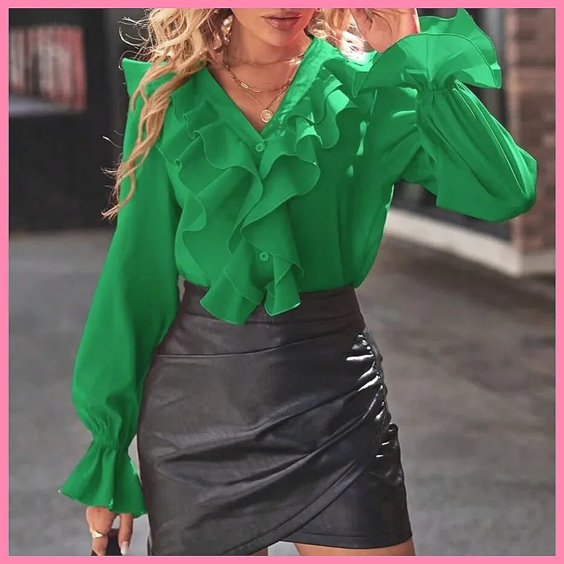 2025 Mode V-hals Blouse met Ge - Women'S Fashion Tops recensie en prijs