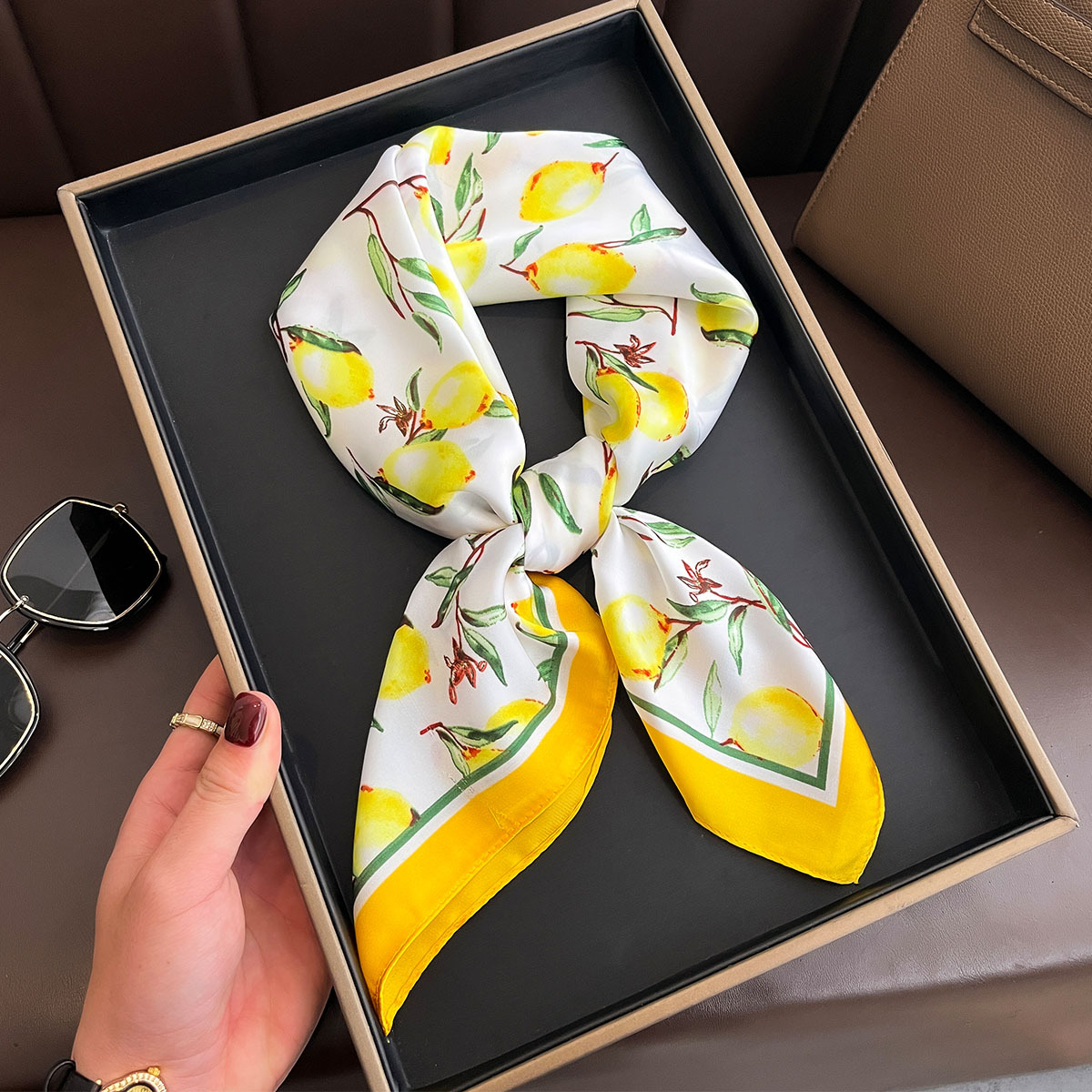 2025 Nieuwe Gele Citroen Print - Women Fashion Necktie recensie en prijs