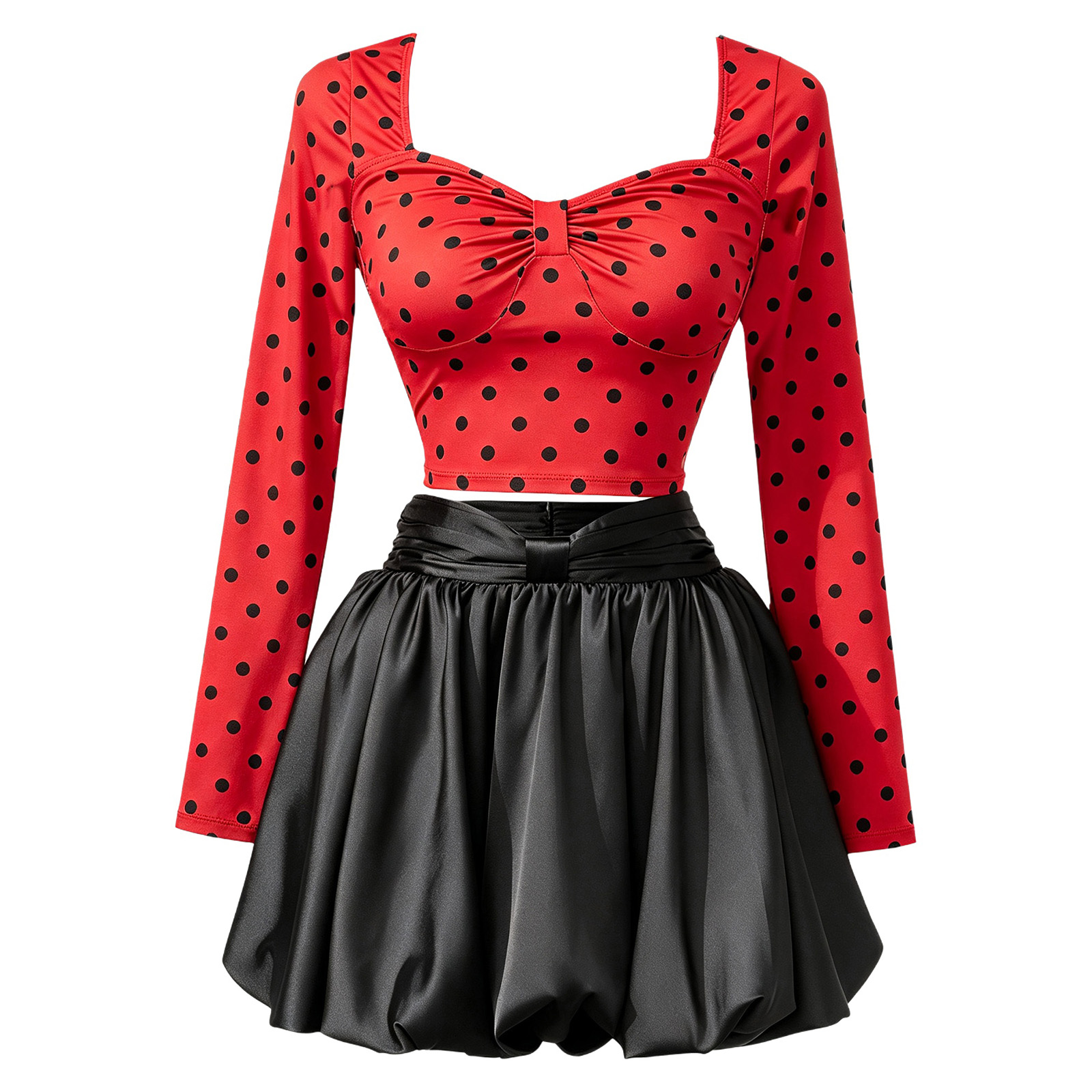 Dames lange mouw polkadot crop - Women'S Fashion Tops recensie en prijs