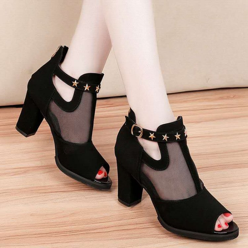 Mesh peeptoe blokhakken dames  - Women'S Fashion Korea recensie en prijs
