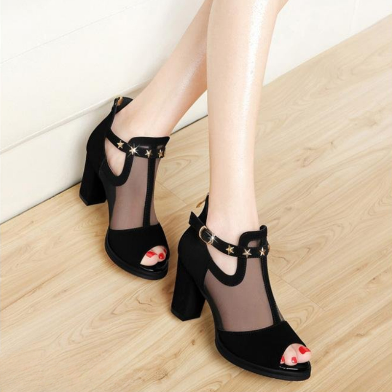 Mesh peeptoe blokhakken dames  - Women'S Fashion Korea recensie en prijs