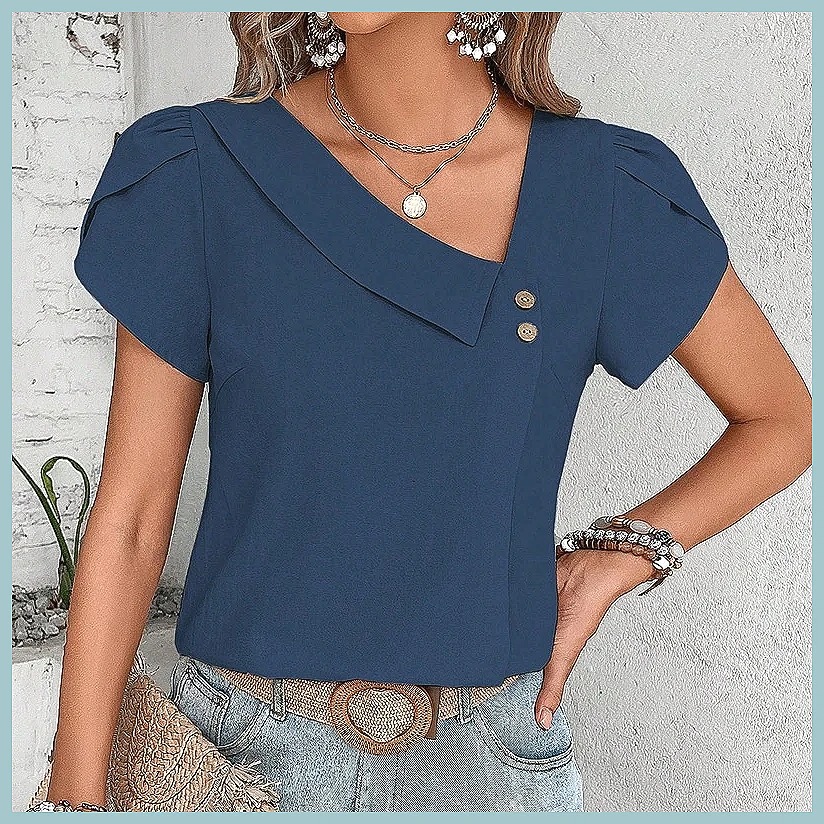 Zomerblouse 2024 in effen kleu - Women'S Fashion Tops recensie en prijs